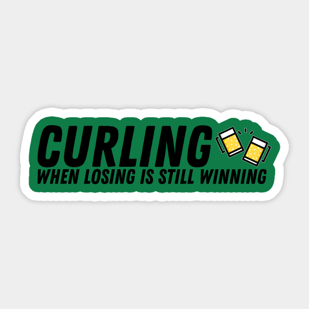 Curling - When Losing is Still Winning - Black Text Sticker by itscurling